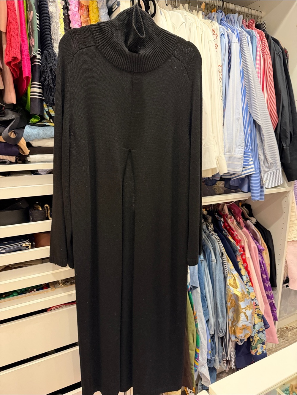 Black Turtleneck Maxi Sweater - Long Sleeve Knit